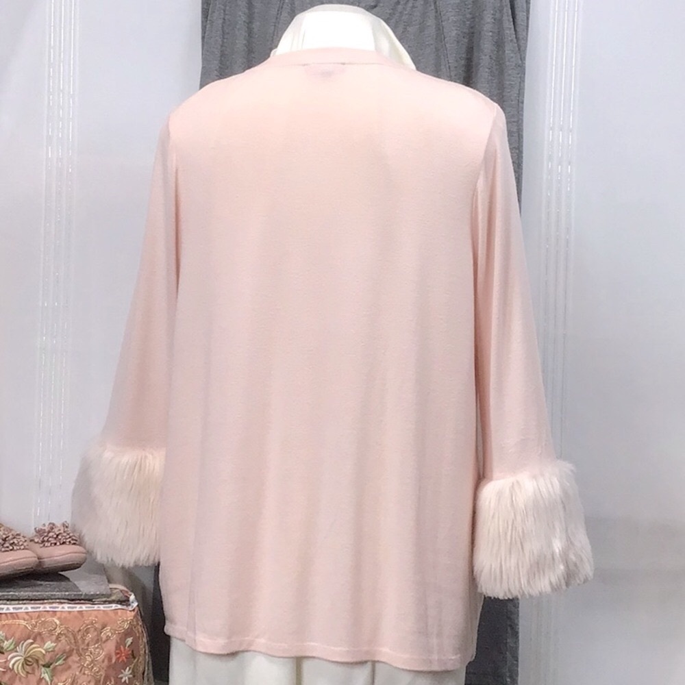 Lane Bryant Faux Fur Cuffs Tunic Sweater - Picture 3 of 9
